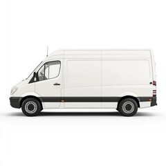 Naklejka premium Delivery Van blank mockup with copy space and space for logotype realistic isolated on white background. Commercial Vehicle. Cargo Van. Blank Van for design. Delivery Van. Realistic Delivery Van.