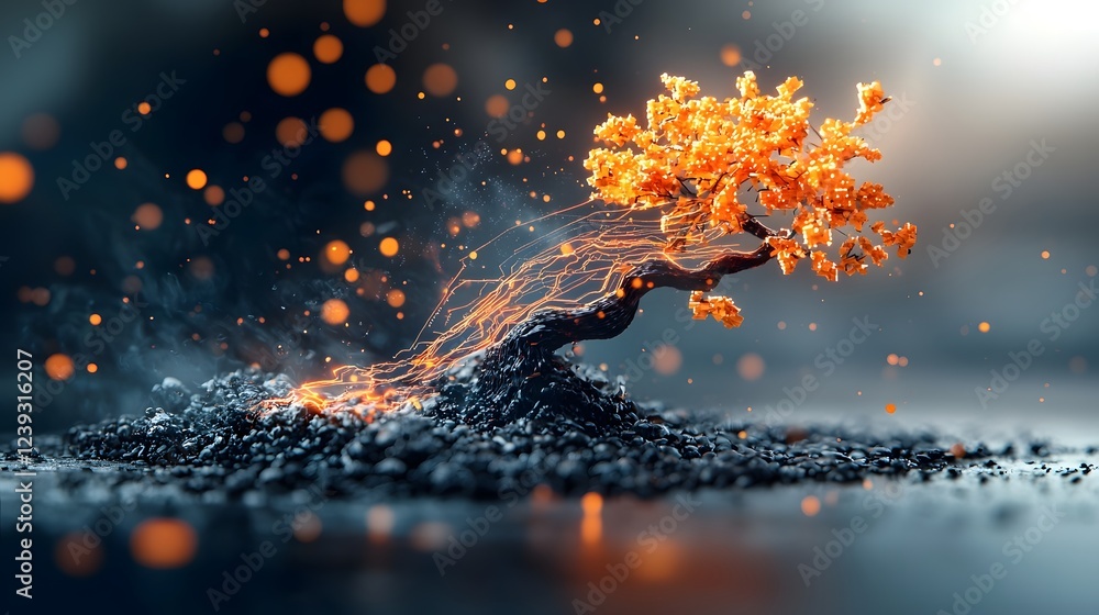 Poster radiant digital tendrils swirling and flowing a vivid visualization of the dynamic energy and power 