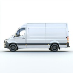 Delivery Van blank mockup with copy space and space for logotype realistic isolated on white background. Commercial Vehicle. Cargo Van. Blank Van for design. Delivery Van. Realistic Delivery Van.