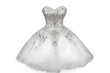White diamond dress isolated on white background