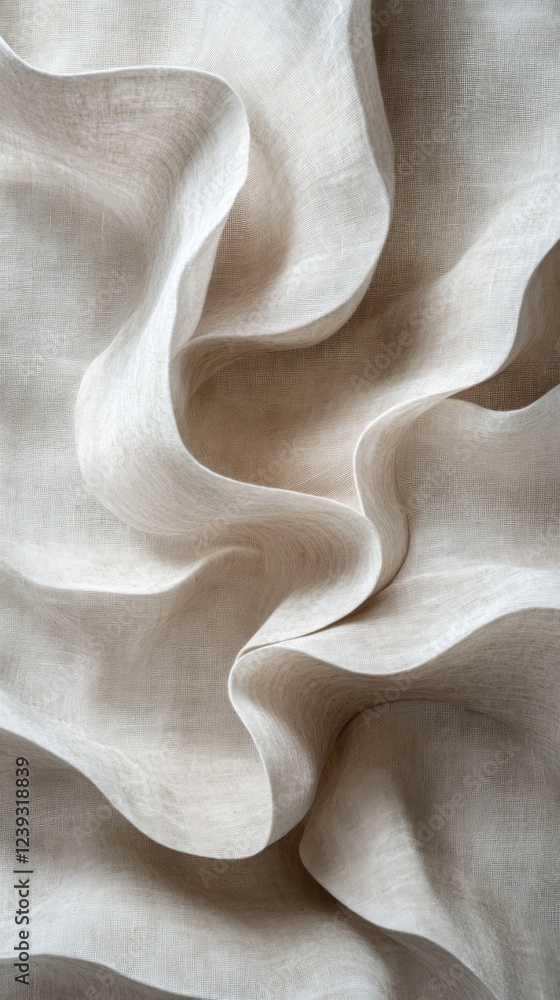 Poster soft linen fabric undulates gracefully, showcasing subtle variations in texture and color. the compo