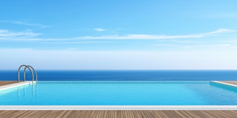 Fototapeta premium Relaxing poolside retreat coastal paradise scenic view tranquil atmosphere serene landscape resort vibes