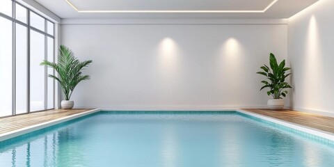 Fototapeta premium Relaxing swimming pool interior design modern home architecture bright space aesthetic view tranquility and comfort