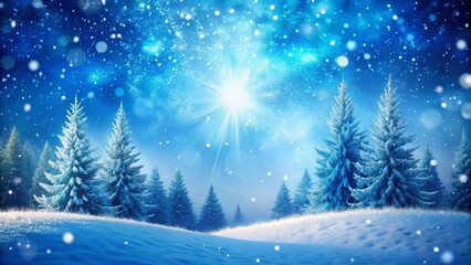 Obraz premium Winter Wonderland Snowfall on Serene Blue Backdrop