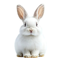 Fototapeta premium Adorable White Rabbit Fluffy Fur Cute Pet Studio Shot Easter Bunny