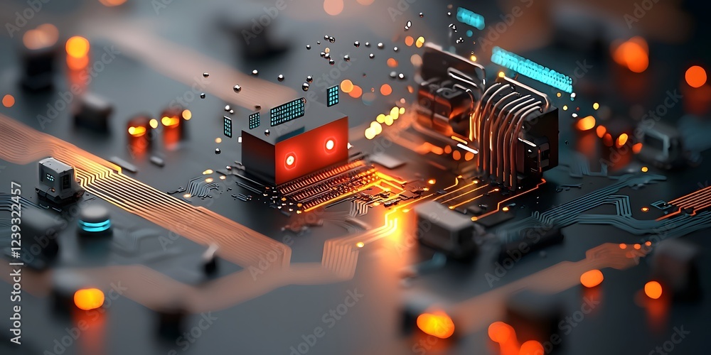 Poster shimmering digital data streams and programming code glowing futuristic circuitry and kaleidoscopic 