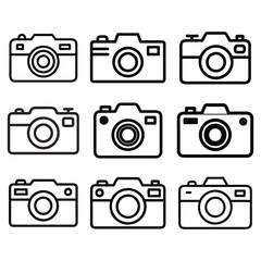 Photo camera icon vector sign set