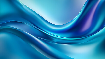 Fototapeta premium Gentle curves of blue and turquoise fabric elegantly intertwine, evoking tranquility and fluidity