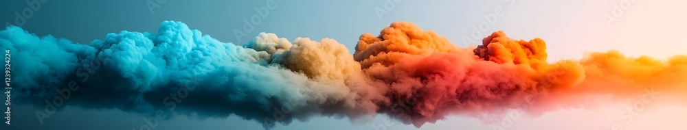 Poster soft wispy pastel clouds forming an ethereal shimmering dreamscape with an open white space in the m