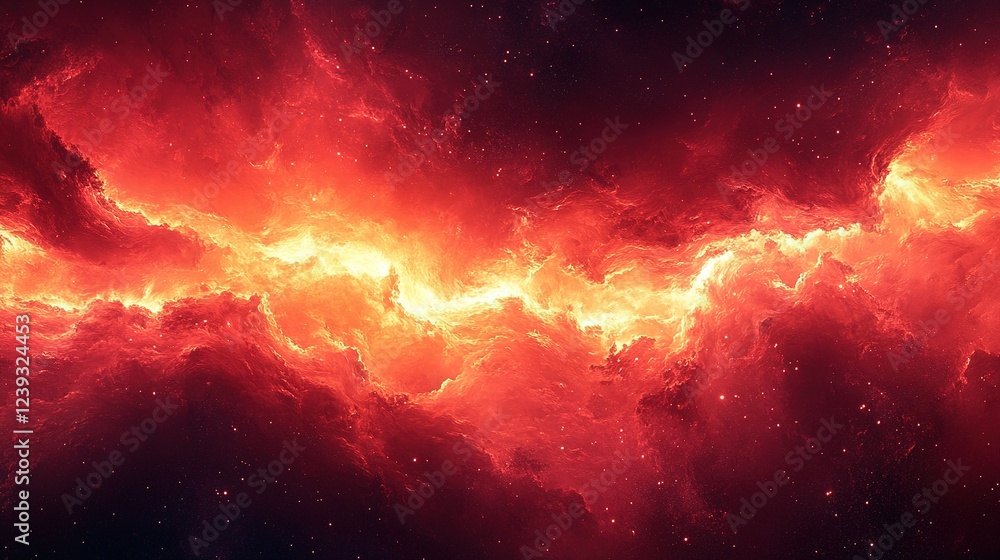 Aufkleber cosmic explosion event in deep space digital art fiery nebula stellar environment wide angle view ga