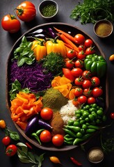 vibrant ingredients arranged creative culinary recipes featuring fresh herbs colorful presentation, rainbow, lgbtq, lgbt, pride, love, equality, accompanying