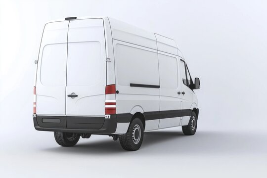 Delivery Van blank mockup with copy space and space for logotype realistic isolated on white background. Commercial Vehicle. Cargo Van. Blank Van for design. Delivery Van. Realistic Delivery Van.