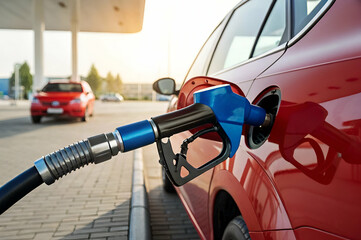 Car Being Fueled at a Gas Station During the Daytime