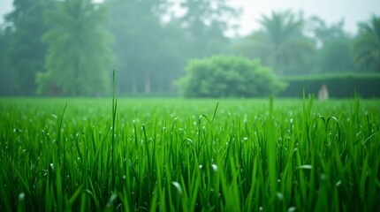 rain in green grass field