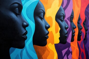Artwork Depicting Spirits of the Ancestors in Vibrant Colors and Rich Cultural Symbolism. Generative AI