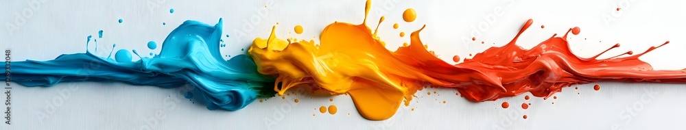 Poster vibrant abstract paint splashes in a dynamic and expressive composition with contrasting colors blen