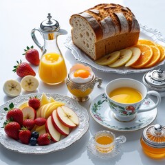 Fototapeta premium breakfast with coffee and orange juice