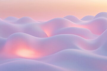 Obraz premium Soft, pastel landscape of rolling hills illuminated by warm pink lights at dawn