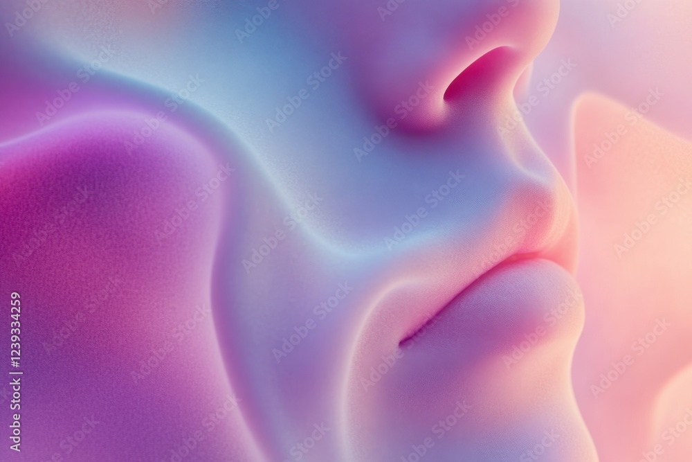 Aufkleber abstract close-up of a human face with soft gradient colors in a surreal artistic representation