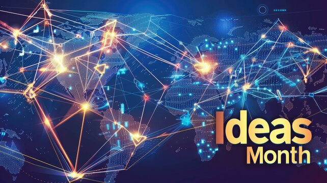 Global networking and innovation concept with world map for ideas month