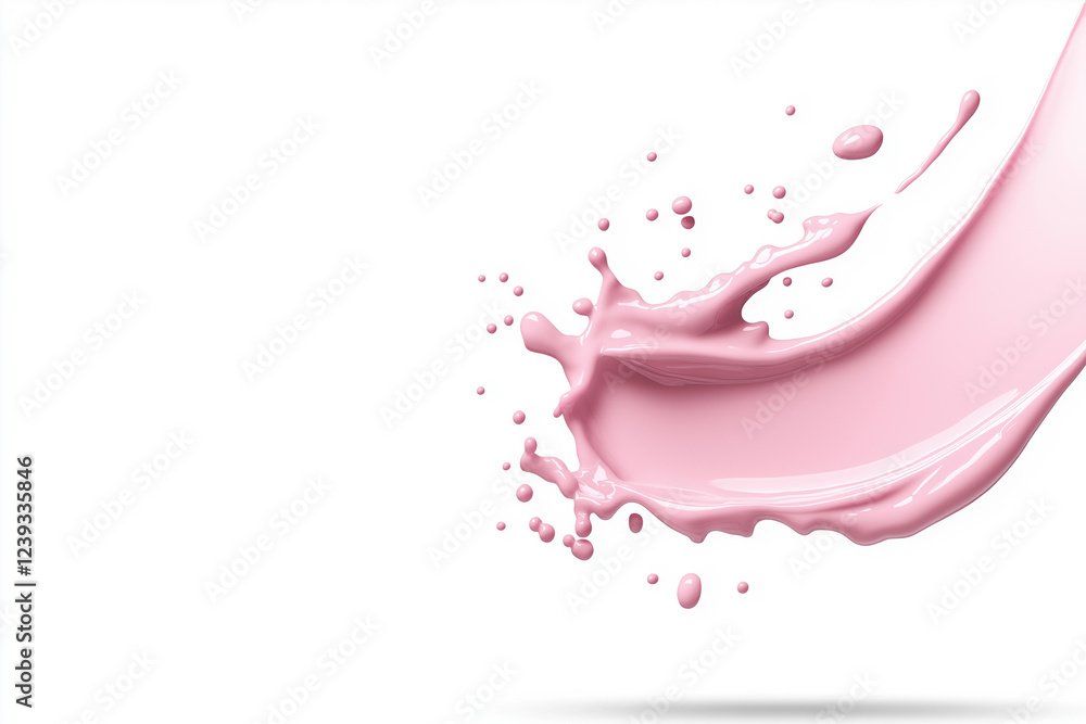 Poster pink splashes on white create a dynamic effect in the creative process