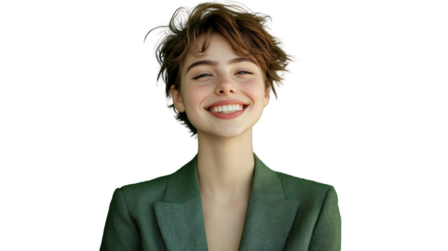 Young businesswoman smiling with transparent background