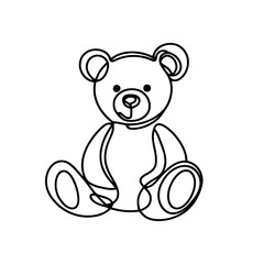 Teddy bear continuous one line drawing. Soft toy, in simple linear style. Birthday gift and greeting card. Vector illustration.