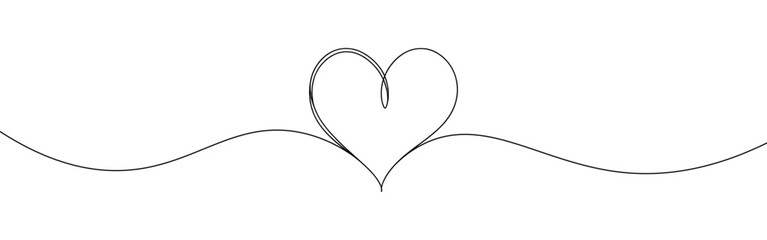 Heart hand drawn. Continuous line art of love symbol. Vector illustration.