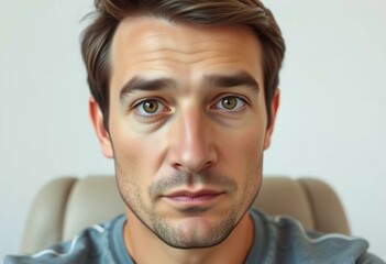 Obraz premium Male portrait with massive nose and neutral expression