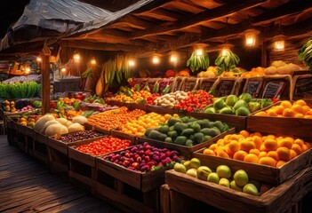 vibrant produce display featuring nutrient rich nuts healthy eating enthusiasts, fruits, vegetables, layout, nutrition, ingredients, color, organic