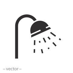 bath room, shower icon, flat vector illustration