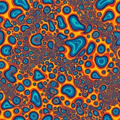 Fototapeta premium seamless pattern with circles, Organic Orange and Teal Abstract Cellular Pattern Design