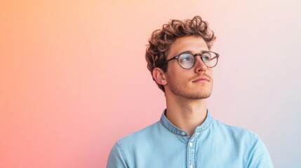 Fototapeta premium Thoughtful Man in Glasses - Moment of Reflection