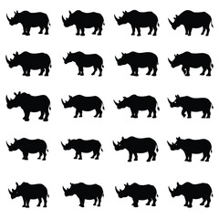 Rhino vector silhouette,Wild animals vector silhouette.animals vector