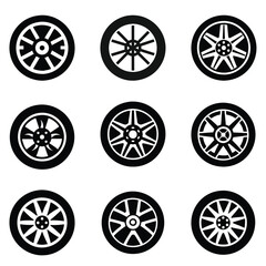 A set of car wheel vector silhouette,wheel vector,black vector