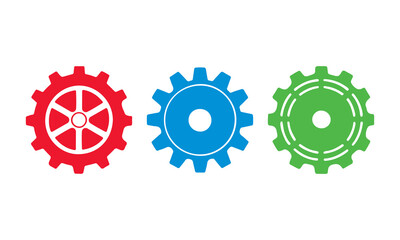 Collection of mechanical gear symbols.