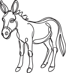 Obraz premium Simple Line Drawing of Donkey Vector Illustration