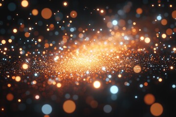 Obraz premium Abstract Glowing Bokeh Lights Background with Sparkling Particles and Warm Tones