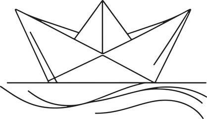 Elegant Line Drawing Paper Boat Vector Illustration
