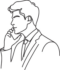 Simple Line Drawing of a Businessman Making a Call – Vector