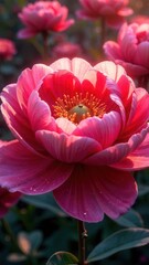 Close-up of bright pink peonies. Concept of International Women's Day, spring, summer.
