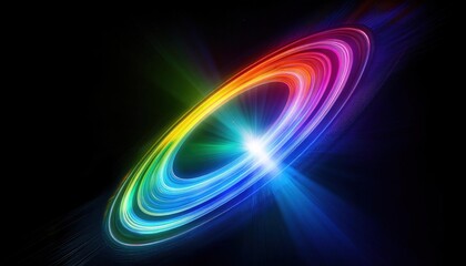 Radiant multicolored energy ring in a dark space background
