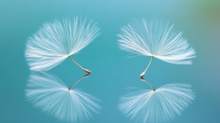 Delicate Dandelion Seeds Reflecting in Water: A Peaceful Moment in Nature