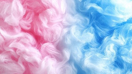 Fototapeta premium Soft Pink and Blue Cotton Candy Swirls on White Background