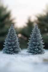 Christmas Trees in the Snow