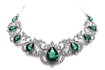Emerald necklace isolated on white background