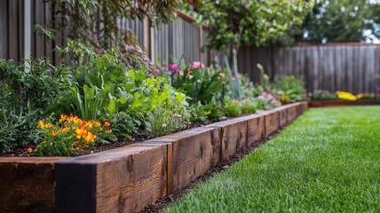 Modern Garden Design With Wooden Raised Beds And Decorative Gray Gravel Path