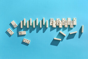 Dominos blocks on blue background
