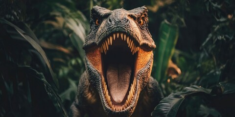 Roaring T-Rex in Rainforest