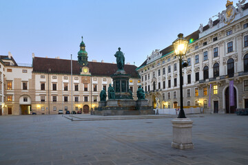 Vienna, Austria – September 26, 2023 Emperor Franz I Sculpture Hofburg Burgplatz Vienna. Statue...